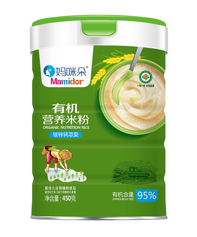 媽咪朵  鐵鋅鈣蘋果有機(jī)米粉  450g